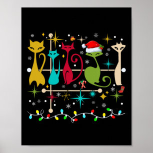 Affiche Mmilieu du siècle moderne Chats Noël Retro les ann