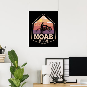 Affiche Moab Utah Vintage Sunset Dirt Vélo Retro Extérieur