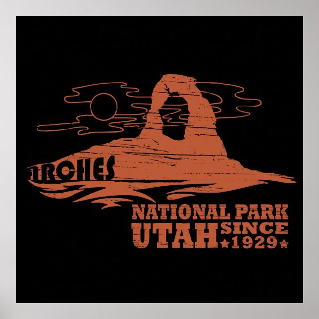 Affiche Moab Vintage - Utah - Parc National - Arches (Devant)
