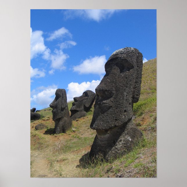 Affiche Moai à Rano Raraku, île de Pâques (Devant)