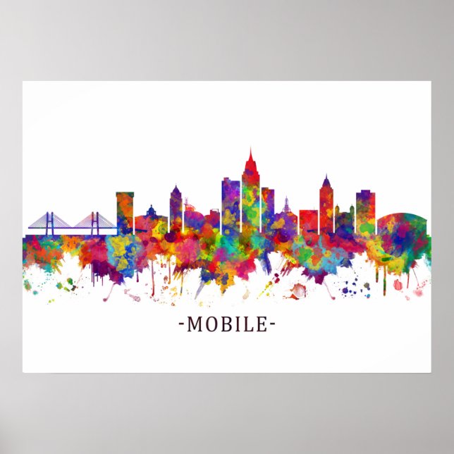 Affiche Mobile Alabama Skyline (Devant)