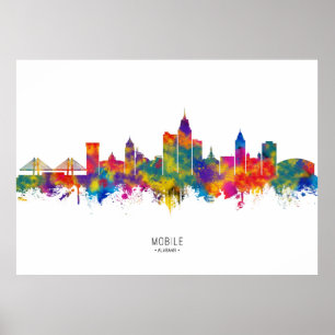 Affiche Mobile Alabama Skyline