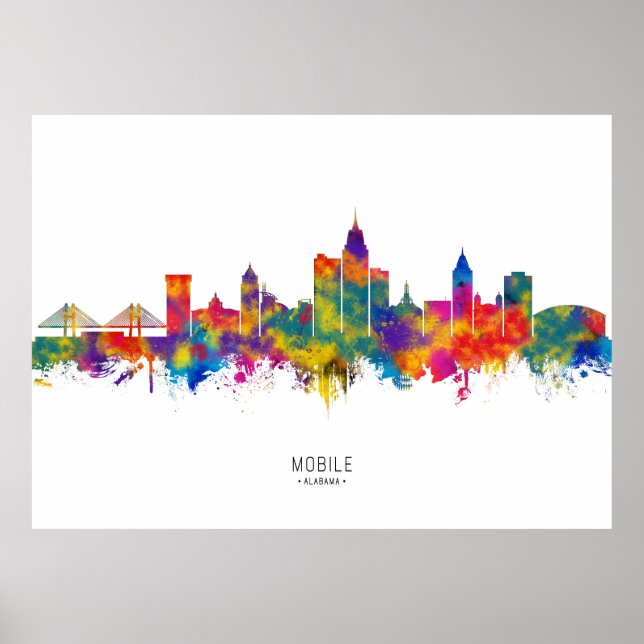 Affiche Mobile Alabama Skyline (Devant)