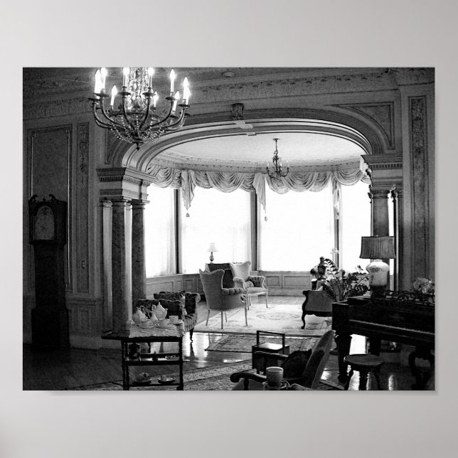 Affiche Mobilier Antique Vintage Photo Noir Et Blanc (Devant)