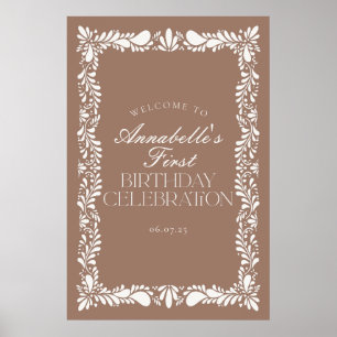 Affiche Mocha Brown Talavera Fête d'anniversaire Bienvenue