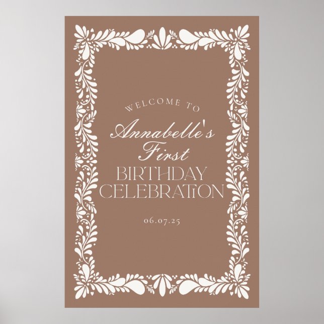 Affiche Mocha Brown Talavera Fête d'anniversaire Bienvenue (Devant)