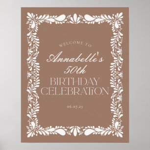 Affiche Mocha Brown Talavera Fête d'anniversaire Bienvenue