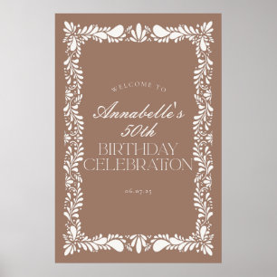 Affiche Mocha Brown Talavera Fête d'anniversaire Bienvenue
