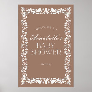 Affiche Mocha Brown Talavera Fiesta Baby shower Bienvenue