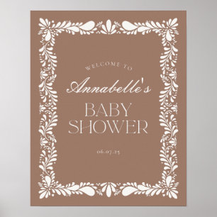 Affiche Mocha Brown Talavera Fiesta Baby shower Bienvenue