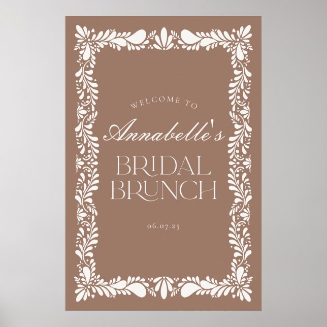 Affiche Mocha Brown Talavera Fiesta Brunch nuptial Bienven (Devant)