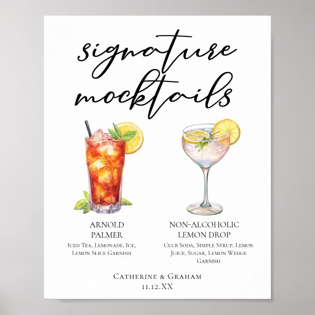 Affiche Mocktail de mariage tropical Arnold Palmer Lemon D (Devant)