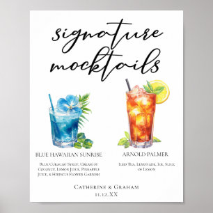 Affiche Mocktails d'été Blue Hawaiian Arnold Palmer Menu