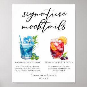 Affiche Mocktails d'été Blue Hawaiian Sangria Menu