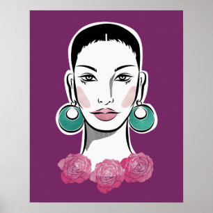 Affiche Mod Fleur 1960s Woman