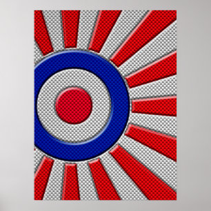 Affiche Mod Roundel Sunburst asiatique en fibre de carbone