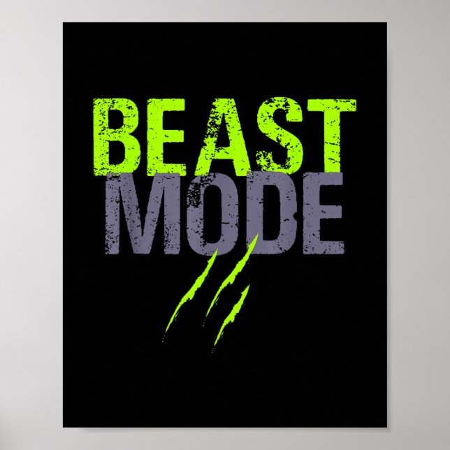 Affiche Mode Activé Sur La Bête Sur Drôle Fitness Exercice (Devant)