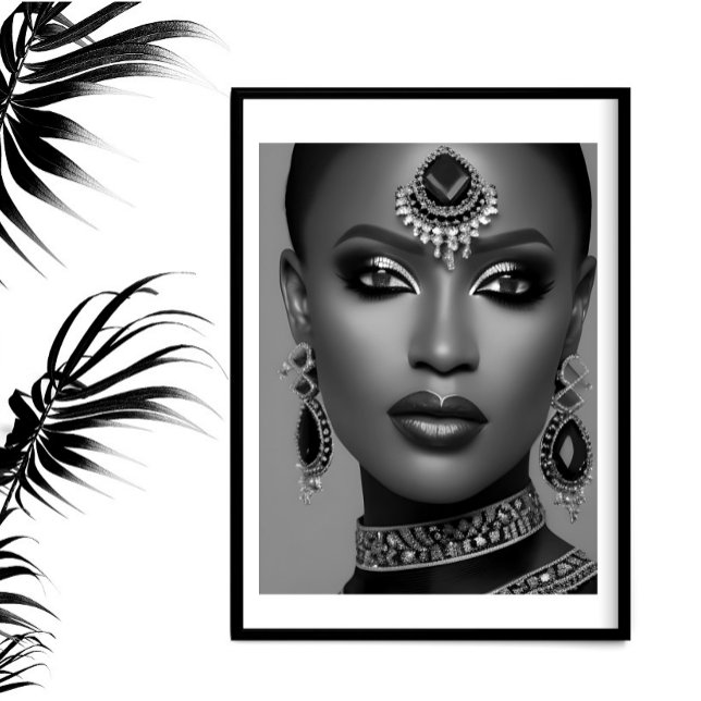 Affiche Mode Africain noir blanc bijoux femme (Créateur téléchargé)