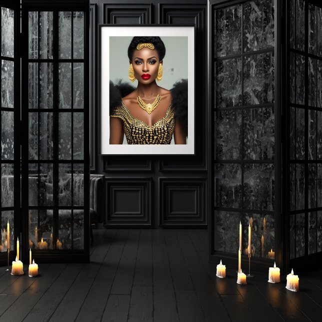 Affiche Mode Africain or noir Bijoux Boucles d'oreilles co (Créateur téléchargé)