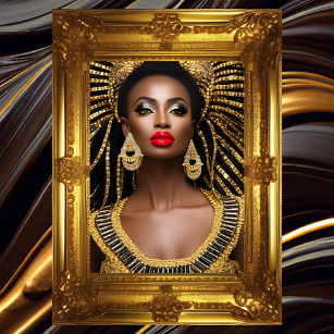 Affiche Mode Africaine en or Black Jewel robe