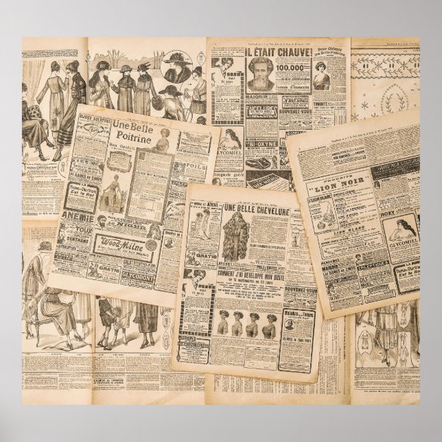 Affiche Mode antique : Pages publicitaires de journaux (Devant)