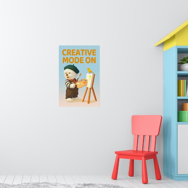 Affiche Mode Créatif Activé : Peintre Artiste Chien Bichon (Pépinière 1)
