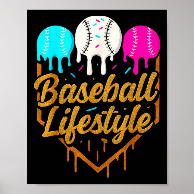 Affiche Mode de vie baseball, glace à la goutte de basebal (Devant)