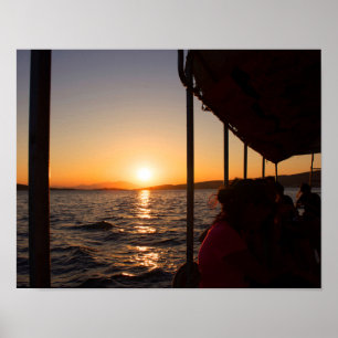 Affiche Mode de vie égéen en bateau au coucher du soleil e