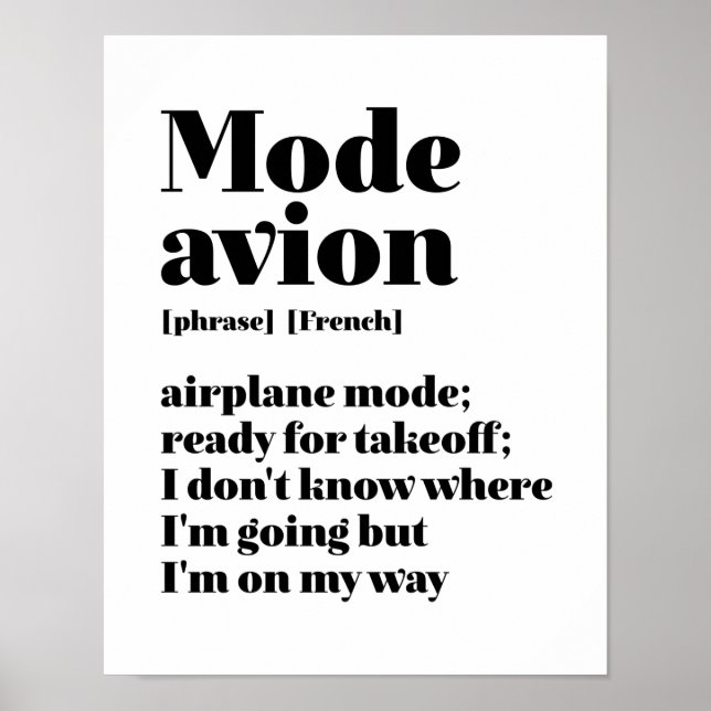Affiche Mode de voyage français inspiré Avion Avion (Devant)