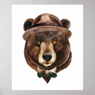 Affiche Mode d'ours d'aquarelle