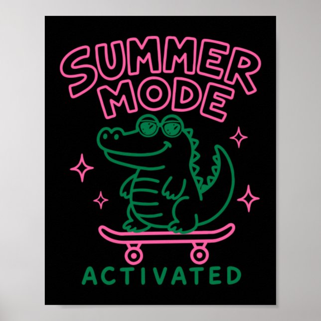 Affiche Mode Été Activé Design Cute Gator (Devant)