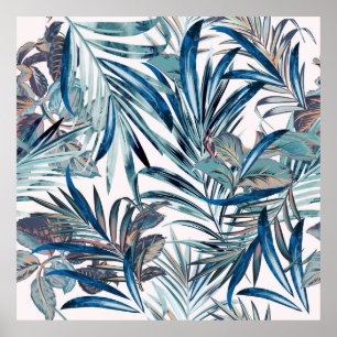 Affiche Mode florale vintage tropical motif avec palme