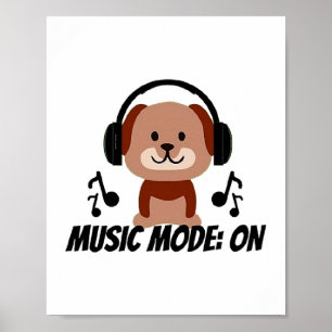 Affiche Mode musique ON - Vibes de dessin de chien froid