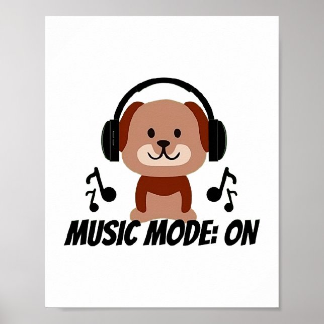 Affiche Mode musique ON - Vibes de dessin de chien froid (Devant)