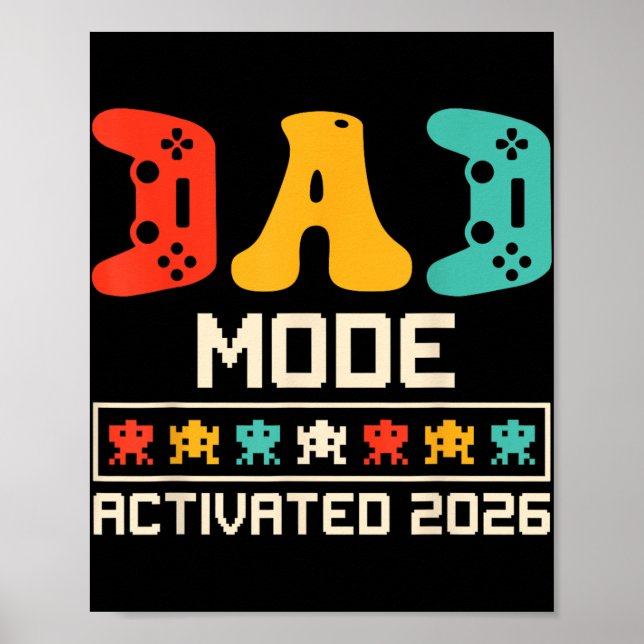 Affiche Mode Papa Joueur Activé 2026 Drôle Futur Père  (Devant)