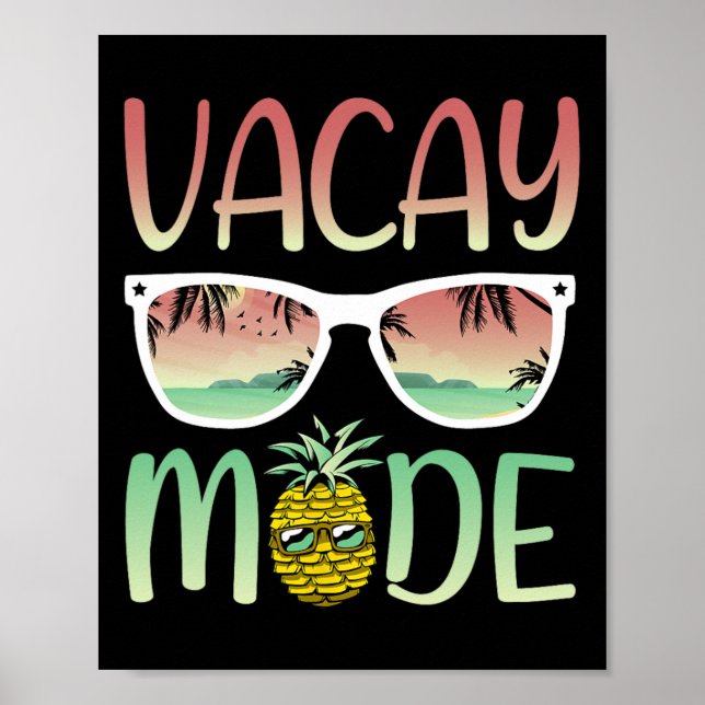 Affiche Mode Vacances Ananas Drôle Avec Sungles En Mode Va (Devant)