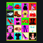Affiche Mode Vêtements Pop Art<br><div class="desc">Vêtements de mode affiche colorée Pop Art</div>