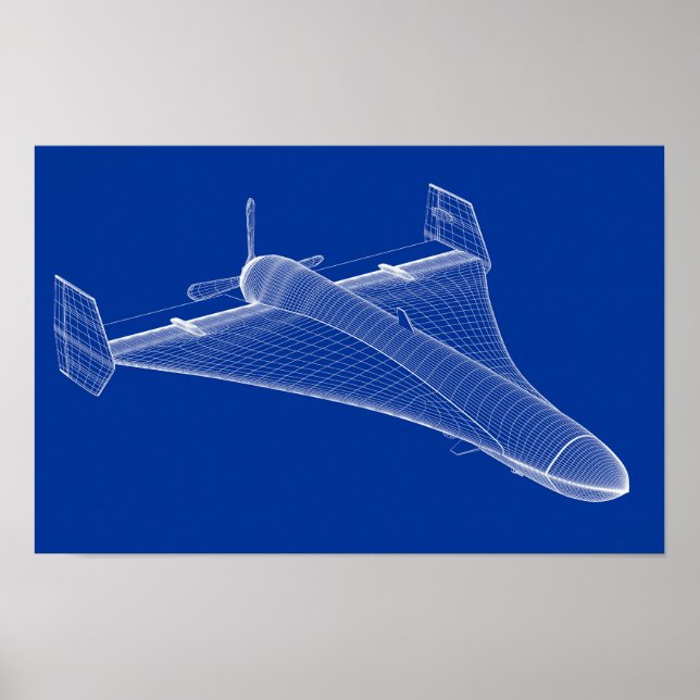 Affiche Modèle 3D de drone militaire (Devant)