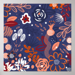 Affiche Modèle Abstrait de floraison pourpre printanière