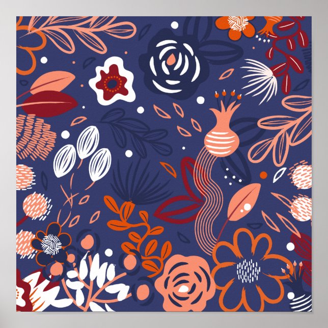 Affiche Modèle Abstrait de floraison pourpre printanière (Devant)