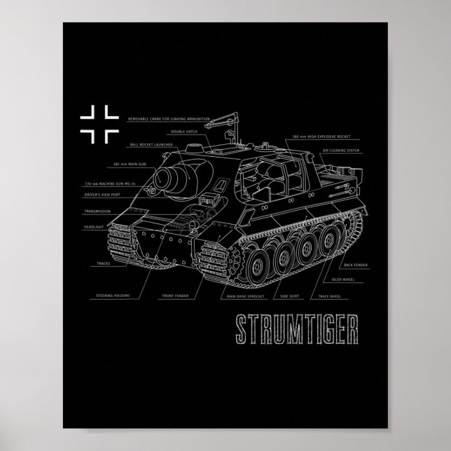 Affiche Modèle allemand de char Sturmtiger de la deuxième  (Devant)