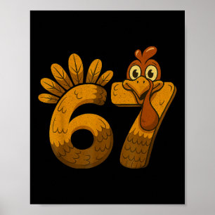 Affiche Modèle automnal de Thanksgiving drôle de dinde Rét