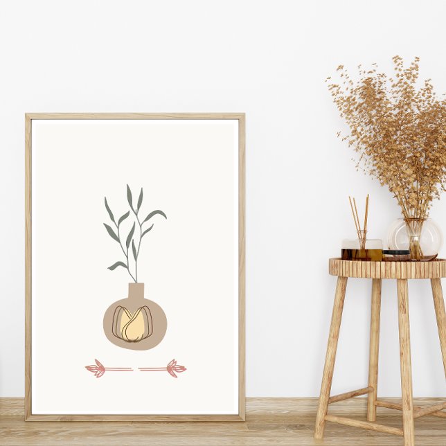 Affiche Modèle Boho minimal Abstrait Planter feuille (Créateur téléchargé)