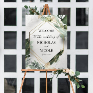 Affiche Modèle d'Affiche de bienvenue Mariage floral