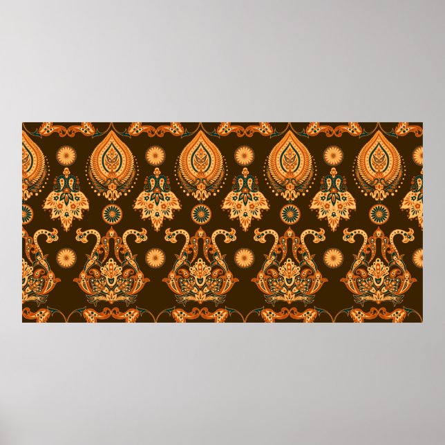 Affiche Modèle Damas motif floral transparent (Devant)