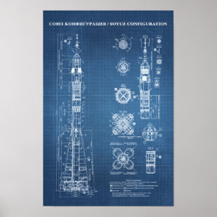 Affiche Modèle d'architecture spatiale Soyuz