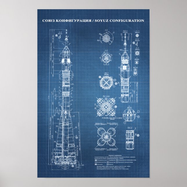Affiche Modèle d'architecture spatiale Soyuz (Devant)