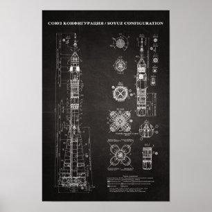 Affiche Modèle d'architecture spatiale Soyuz