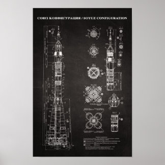 Affiche Modèle d'architecture spatiale Soyuz