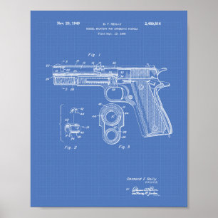 Affiche Modèle d'art de brevet des pistolets automatiques